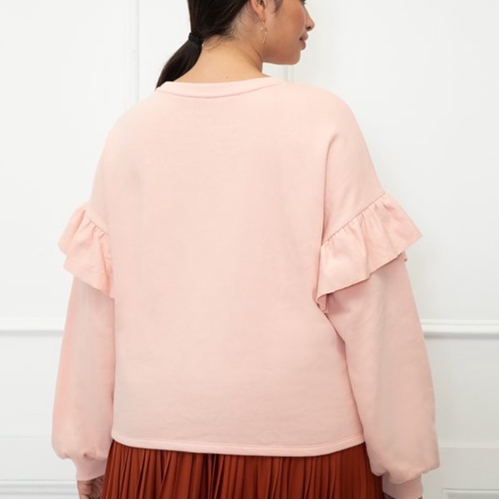 NEW Elloqui Elements Plus Ruffle Sleeve Sweatshirt